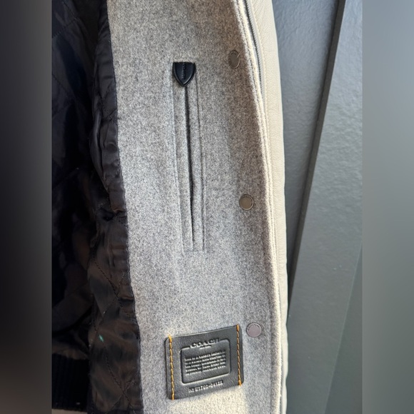 Coach Gray Metallic Patch Wool Varsity Jacket
with Red and White Details - Picture 9 of 14